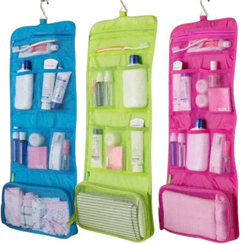 Travel Roll-Up Hanging Cosmetic & Toiletry Organizer Bag | Multi-Compartment Storage | Hook for Hanging - Image 2