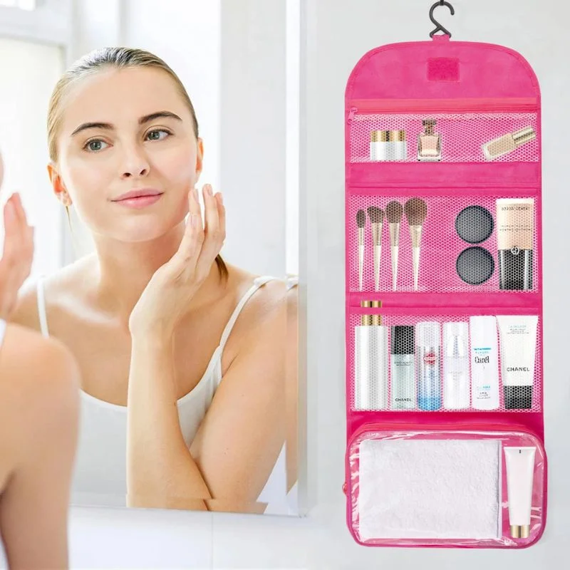 Travel Roll-Up Hanging Cosmetic & Toiletry Organizer Bag | Multi-Compartment Storage | Hook for Hanging - Image 6