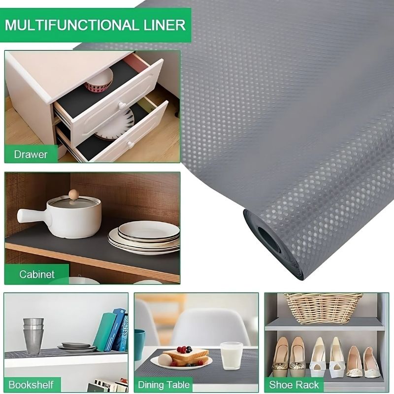 Anti-Slip Fridge & Shelf Mat | Waterproof Washable Liner Drawers Cabinets | Dark Grey - Image 5