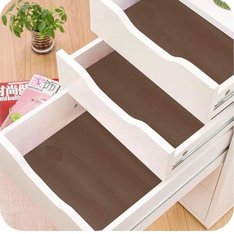 Anti-Slip Fridge & Shelf Mat | Waterproof Washable Liner Drawers Cabinets | Brown - Image 2