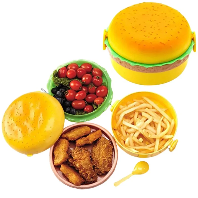 Hamburger Shaped Kids Lunch Box | Portable Multi-Layer Food Container for School & Travel - Image 7