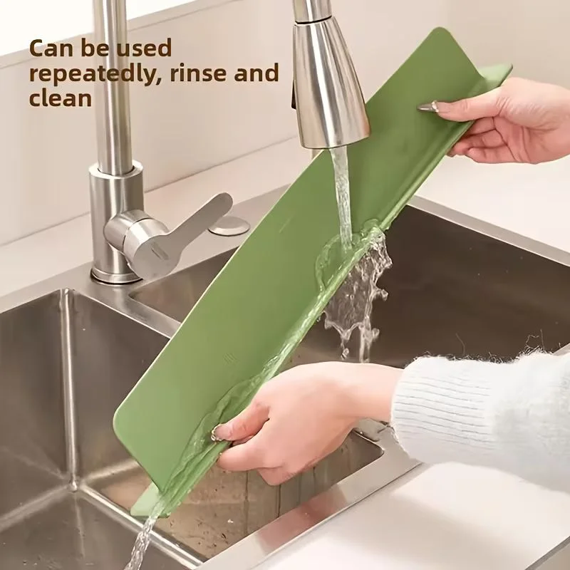 Large Size Silicone Sink Splash Guard Set | Non-Slip Water Barrier with Strong Suction Cups & Bathroom Use - Image 2