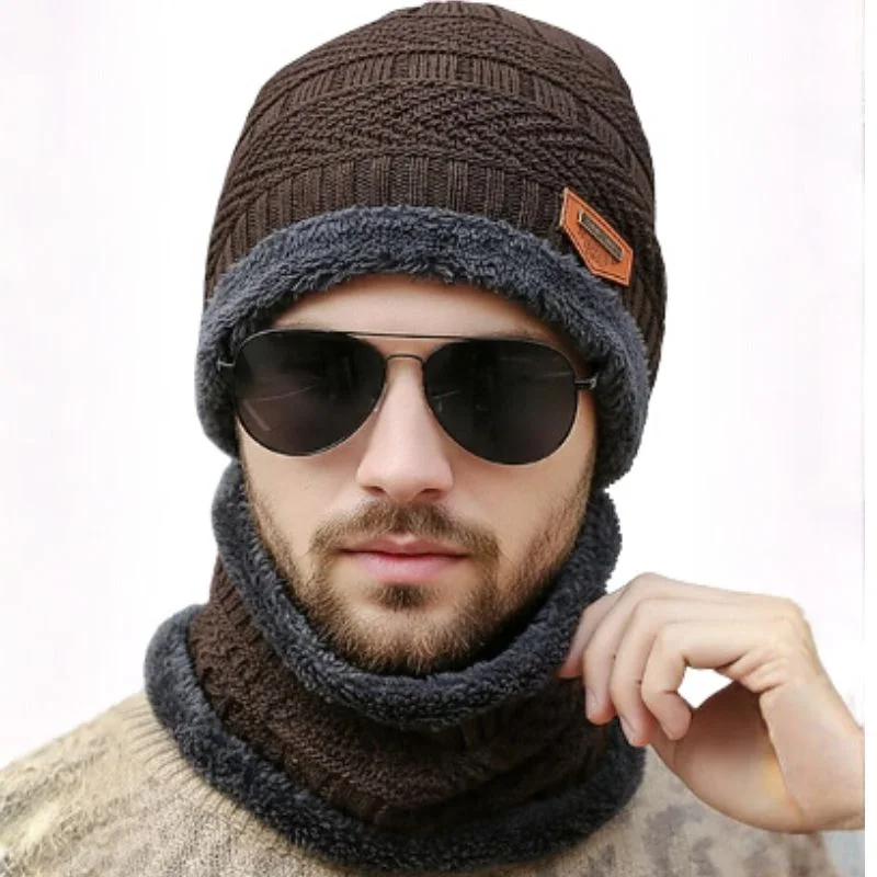 Winter Wool Cap with Neck Warmer Set | Thermal Beanie & Scarf Combo | Brown And Gray - Image 6