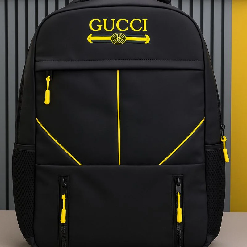 Travel Backpack | Business Daypack with Laptop Compartment | Black & Yellow - Image 2