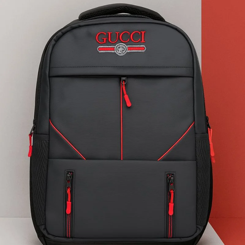 Travel Backpack | Business Daypack with Laptop Compartment | Black & Red - Image 4