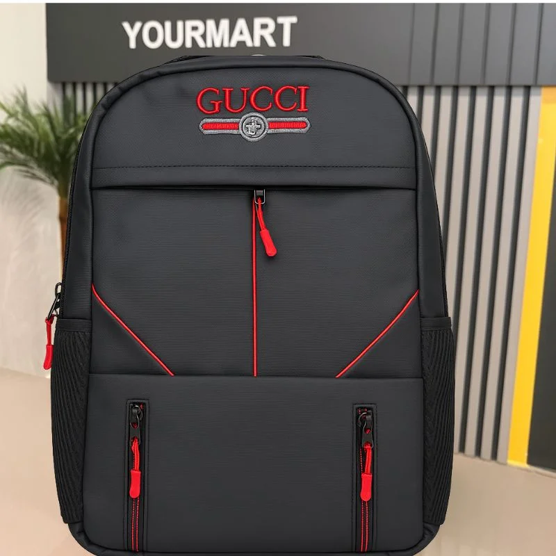 Travel Backpack | Business Daypack with Laptop Compartment | Black & Red - Image 2