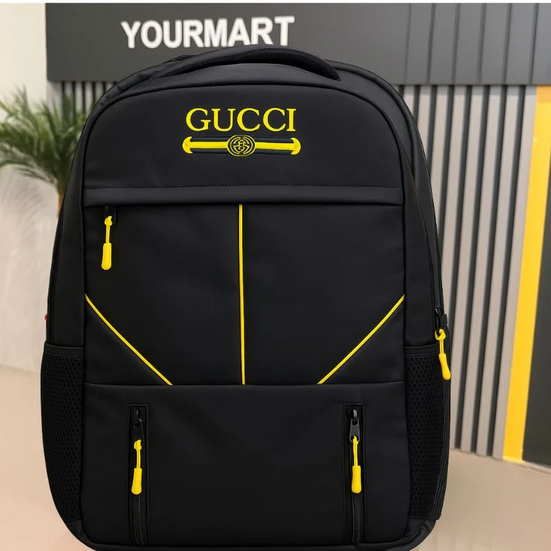 Travel Backpack | Business Daypack with Laptop Compartment | Black & Yellow - Image 3