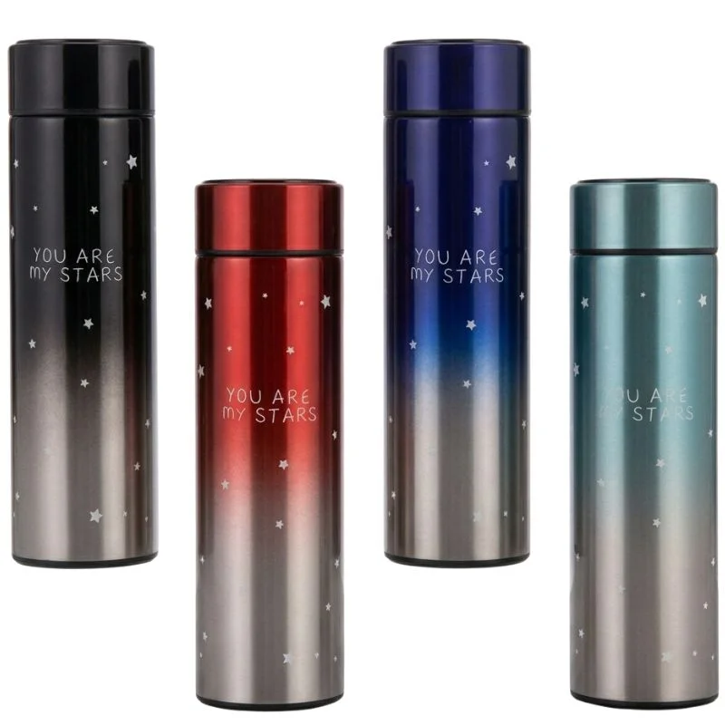 LED Temperature Display Water Bottle Stars Design | Smart Stainless Steel Vacuum 500ml Flask - Image 2
