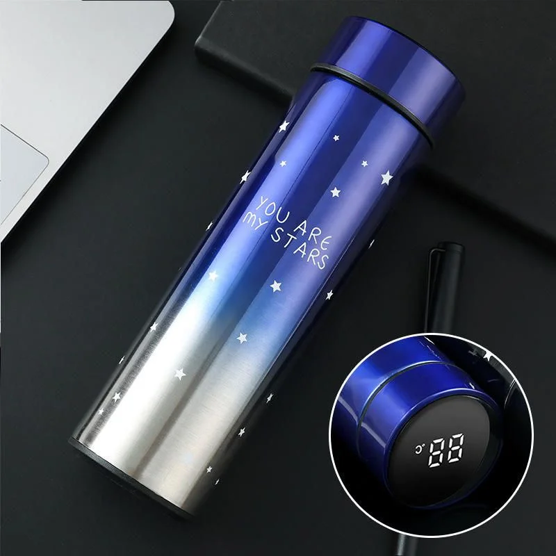 LED Temperature Display Water Bottle Stars Design | Smart Stainless Steel Vacuum 500ml Flask - Image 5