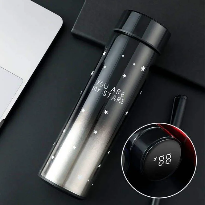 LED Temperature Display Water Bottle Stars Design | Smart Stainless Steel Vacuum 500ml Flask - Image 7