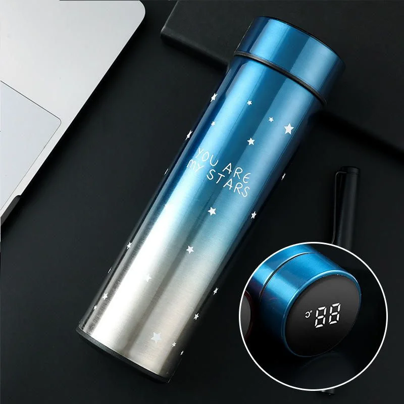 LED Temperature Display Water Bottle Stars Design | Smart Stainless Steel Vacuum 500ml Flask - Image 6
