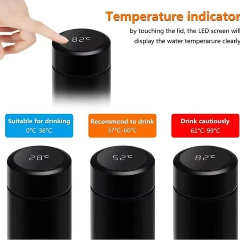 LED Temperature Display Water Bottle Stars Design | Smart Stainless Steel Vacuum 500ml Flask - Image 8