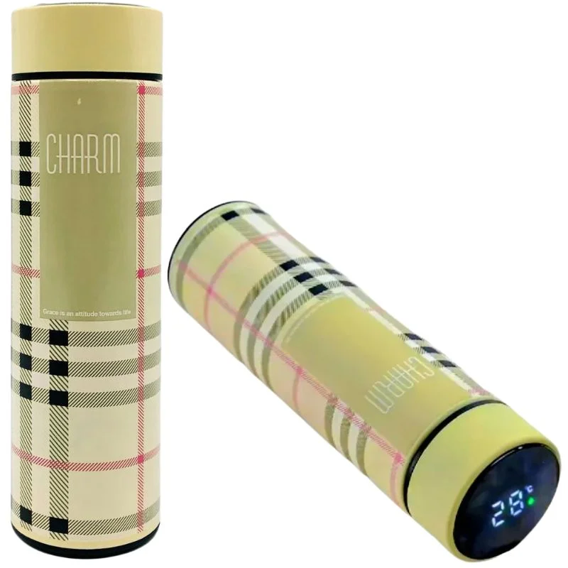 LED Temperature Display Water Bottle | Checkered Design | Smart Stainless Steel Vacuum 500ml Flask - Image 7