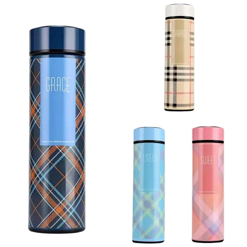LED Temperature Display Water Bottle | Checkered Design | Smart Stainless Steel Vacuum 500ml Flask - Image 8