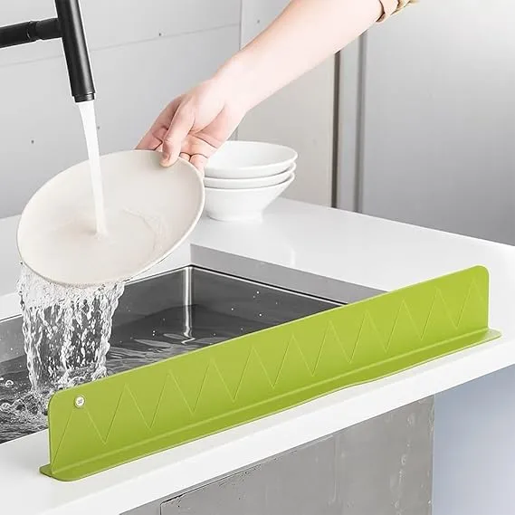 Large Size Silicone Sink Splash Guard Set | Non-Slip Water Barrier with Strong Suction Cups & Bathroom Use