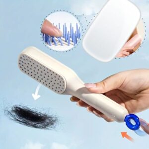 Self-Cleaning Hair Brush & Telescopic Comb | Detangling Brush with One-Pull Cleaning Mechanism