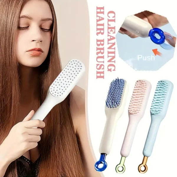 Self-Cleaning Hair Brush & Telescopic Comb | Detangling Brush with One-Pull Cleaning Mechanism - Image 5